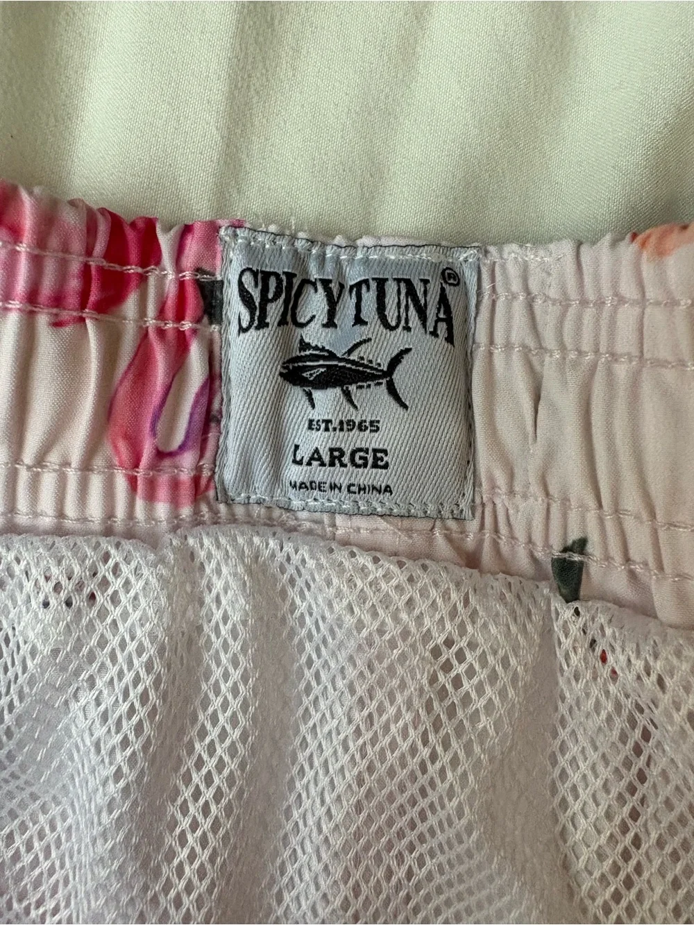 Men's Pink Flamingo Print Swim Trunks with Drawstring Waist